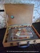 WOOD CASE: ACRYLIC PAINT AND ARTS/CRAFTS SUPPLIES