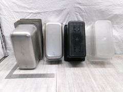 STACK OF STAINLESS STEEL FOOD TRAYS, 8QTY