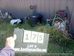 LOT: TRASHCAN, HOSES, SPRINKLER, BUCKETS, FLOWER POTS