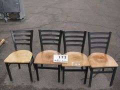 SET OF 4: WOOD CHAIRS - METAL FRAME