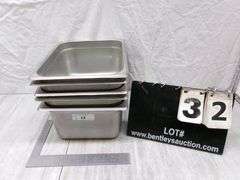 STACK OF METAL FOOD BINS, QTY 5