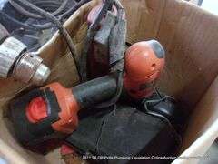 BOX: BLACK & DECKER POWER DRILL, RYOBI POWER DRILL, ANGLE GRINDER