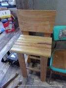 LOT (2): COWGIRL DESIGN CHAIR W/ COWHIDE, WOOD STOOL