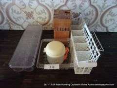 LOT: EGG HOLDER, KNIFE HOLDER, SILVERWARE, DRY RACK