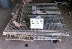 PALLET: SHELVES, 4 TABLE TOPS, MISC. ITEMS