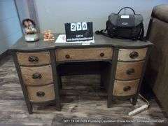 COWHIDE EMBELISHED 7-DRAWER DESK