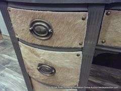 COWHIDE EMBELISHED 7-DRAWER DESK