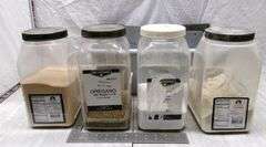 GREY DISH BASKET W/ VARIETY OF SEASONINGS