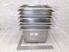STACK OF STAINLESS STEEL PANS, 8 QTY
