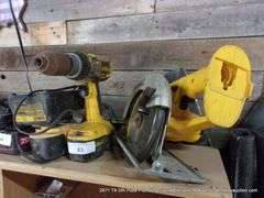 LOT: DEWALT TOOLS - SAW, DRILL, BATTERY & CHARGER