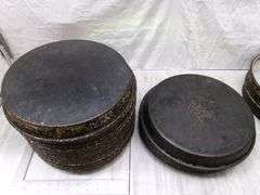 STACK OF LARGE STOVE DRUM COVERS, 34 QTY