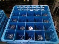 CARLISLE FOOD SERVICE COMPARTMENT, GLASS RACK W/ GLASS CUPS QTY 6