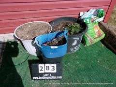 LOT: BIG FLOWER POTS W/ SOIL