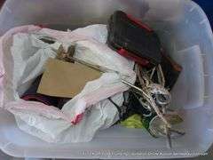 POLY TOTE: DOG LEASH ANCHORS, SCREWDRIVER PICKS, CONSTRUCTION SCREWS, ETC