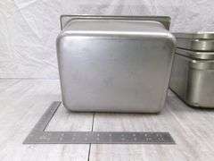 STACK OF METAL FOOD BINS, QTY 5
