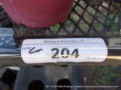 LOT: METAL CART, SMALL FLOWER POTS, WOOD POST RACK