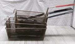 4 STAINLESS STEEL DEEP FRYER BASKETS, 4 X MONEY