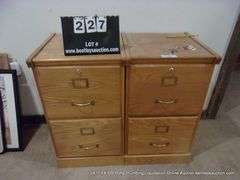 LOT: (2) 2-DRAWER WOOD FILE CABINETS