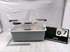 GREY DISH BASKET W/ VARIETY OF SEASONINGS