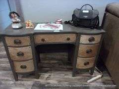 COWHIDE EMBELISHED 7-DRAWER DESK
