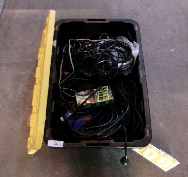 BLACK TOTE W/ MISC. ELECTRICAL CORDS