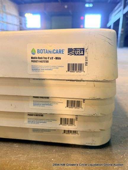 5 - BOTANICARE 4'X8' WHITE MOBILE RACK TRAY - 5 X MONEY