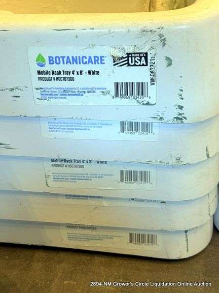 5 - BOTANICARE 4'X8' WHITE MOBILE RACK TRAY - 5 X MONEY
