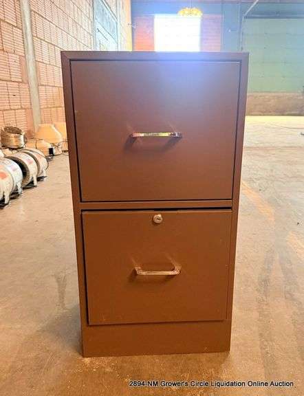 SMALL BROWN FILING CABINET