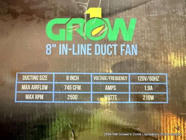 GROWN 8IN. LINE DUCT FAN