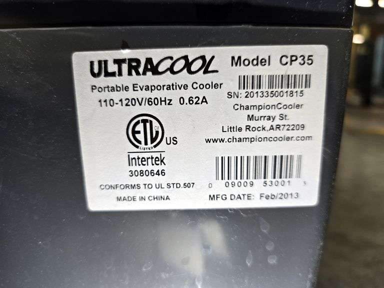 ULTRACOOL PORTABLE EVAP. COOLER, CP35