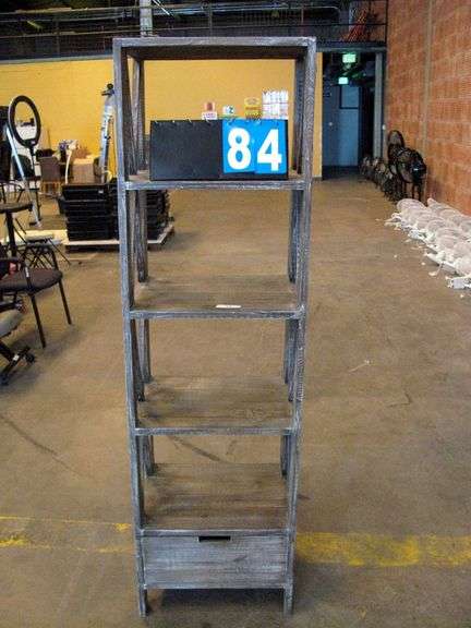 DARK WOOD GRAIN FINISH MULTI-TIERED LADDER BOOKSHELF