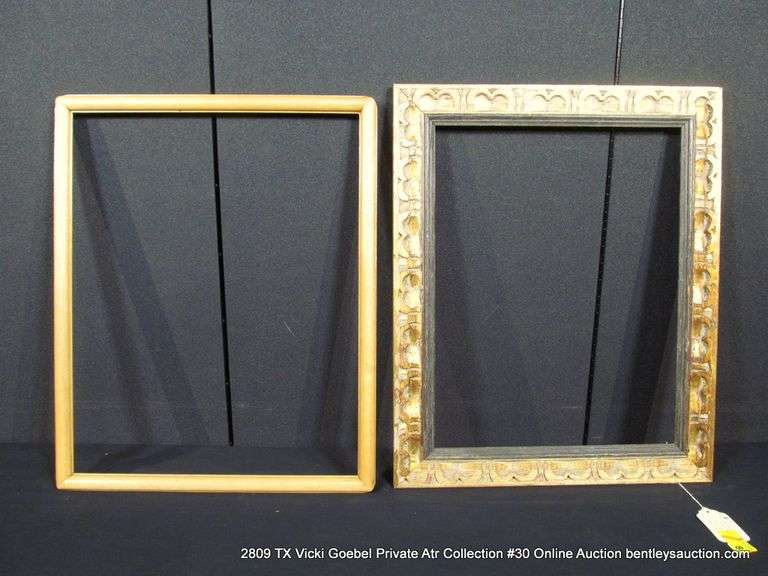 2 FRAMES: 1-WOODEN SIMPLE FRAME, 1-GOLD CARVED WOODEN FRAME - 2 X MONEY ONE FRAME: 14X18 / 18X22