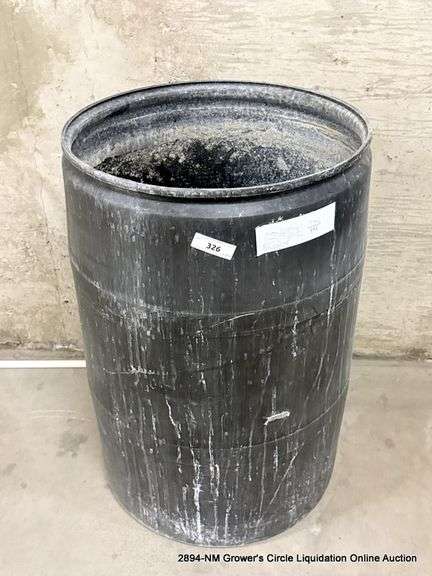 BLACK 55 GALLON PLASTIC DRUM