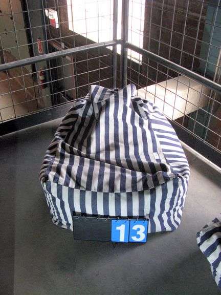 BLUE & WHITE STRIPED BEAN BAG