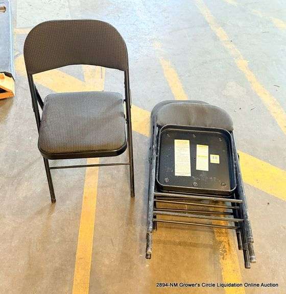 BLACK METAL FOLDABLE CHAIRS W/ CUSHIONS (5X MONEY)