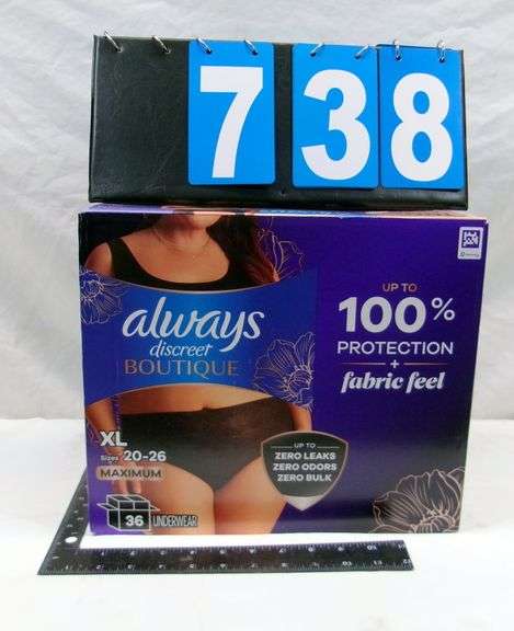 ALWAYS DISCREET BOUTIQUE MAXIMUM UNDERWEAR, SIZE XL
