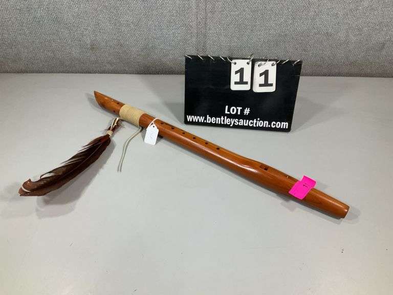 NATIVE AMERICAN-STYLE FLUTE W/ FEATHER