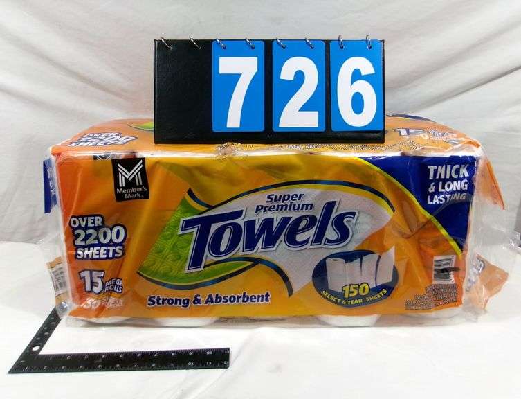 SUPER PREMIUM PAPER TOWELS, 15 MEGA ROLLS