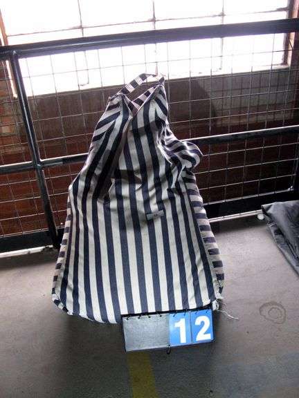 BLUE & WHITE STRIPED BEAN BAG