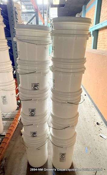 WHITE 5 GALLON BUCKETS, QTY 10