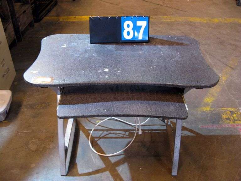 COMPUTER DESK W/ KEYBOARD AND METAL FRAME