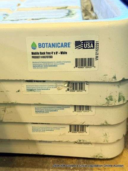 5 - BOTANICARE 4'X8' WHITE MOBILE RACK TRAY - 5 X MONEY