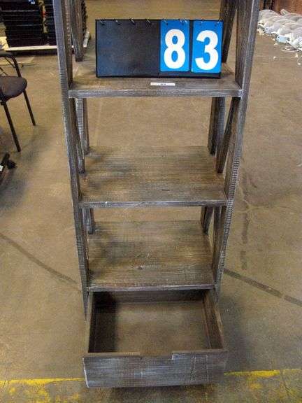 DARK WOOD GRAIN FINISH MULTI-TIERED LADDER BOOKSHELF