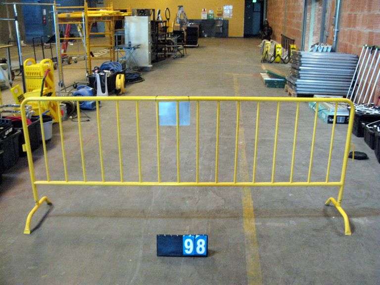 HEAVY DUTY YELLOW STEEL CROWD CONTROL BARRIER W/ CURVED LEGS
