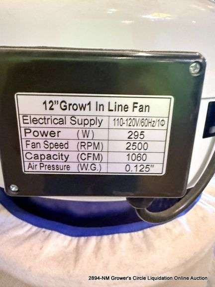 GROW 1 110-120V 12IN. INLINE FAN W/ LARGE FILTER