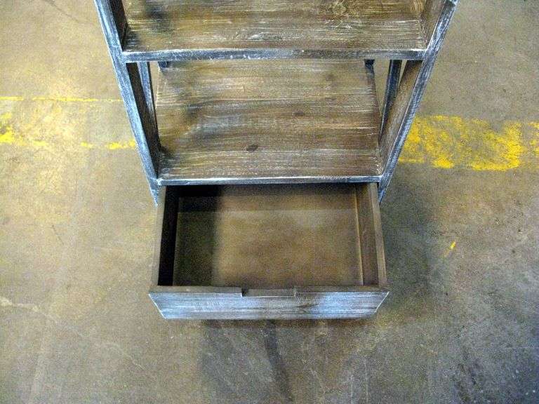 DARK WOOD GRAIN FINISH MULTI-TIERED LADDER BOOKSHELF