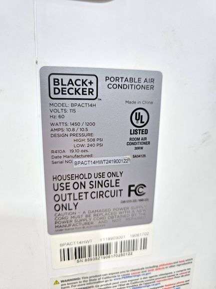 BLACK & DECKER PORT AIR CON. BPACT14H