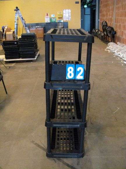 BLACK PLASTIC STORAGE SHELVING UNIT