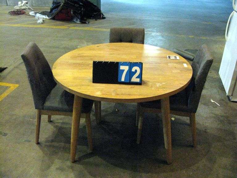 WOODEN TABLE W/ 3 CHAIRS