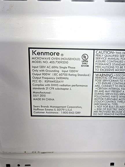 KENMORE MICROWAVE